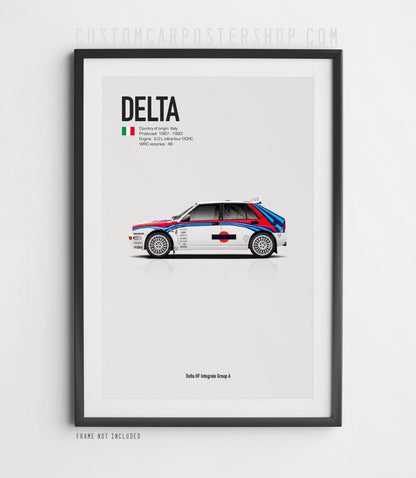 Lancia Delta HF Integrale Group A Rally Martini Racing Poster Framed Art