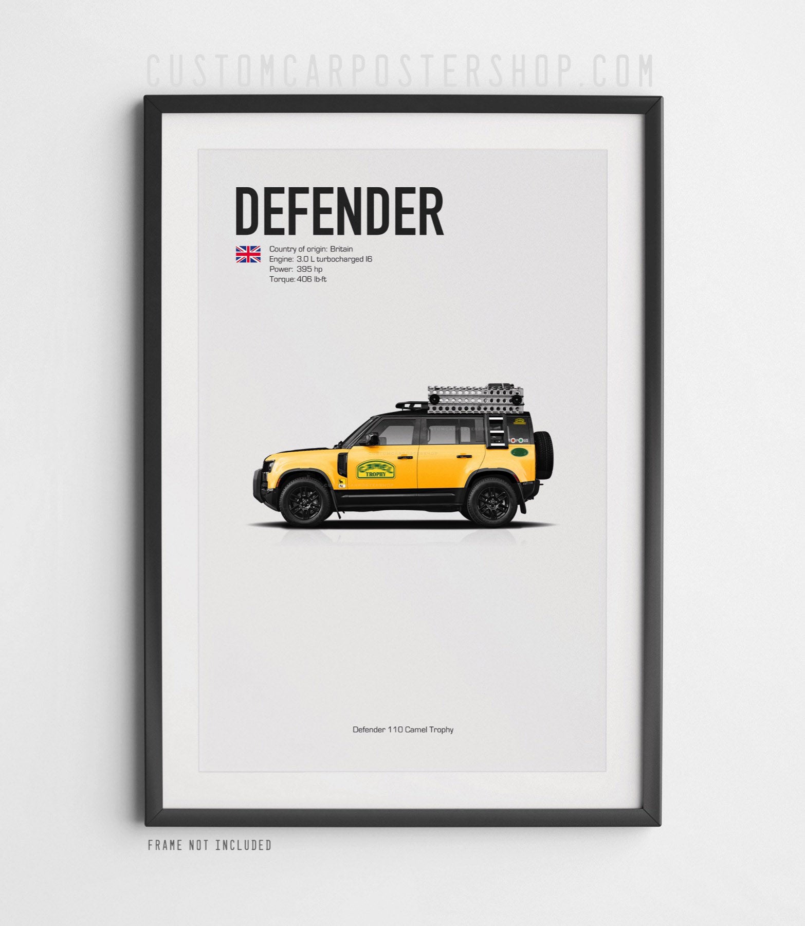 Land Rover Defender (L663) Camel Trophy Tribute Poster framed