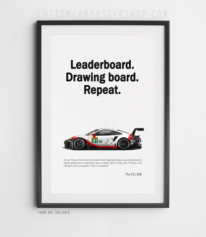 Porsche 911 RSR Vintage Ad - Leaderboard Poster in a frame