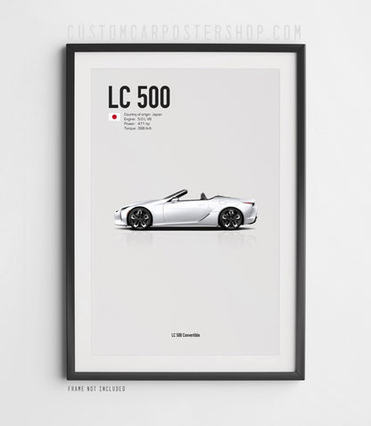 Lexus LC500 Convertible poster multi colour luxury convertible car minimalist automotive wall art