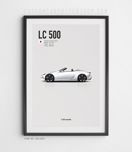 Lexus LC500 Convertible poster multi colour luxury convertible car minimalist automotive wall art