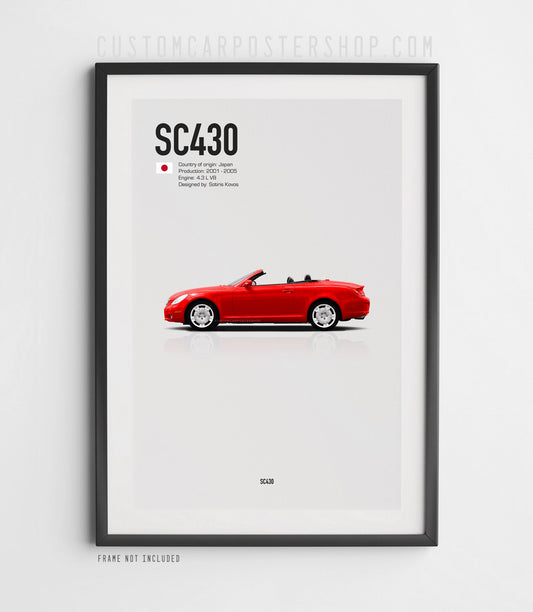 Red Lexus SC430 Toyota Soarer 430SCV Poster Framed