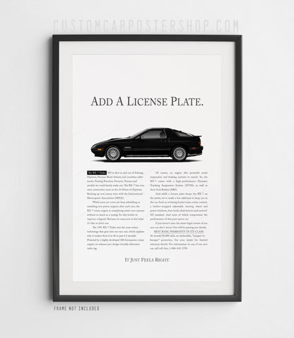 Mazda RX-7 (FC) Classic Remastered Print Ad - Add a License Plate