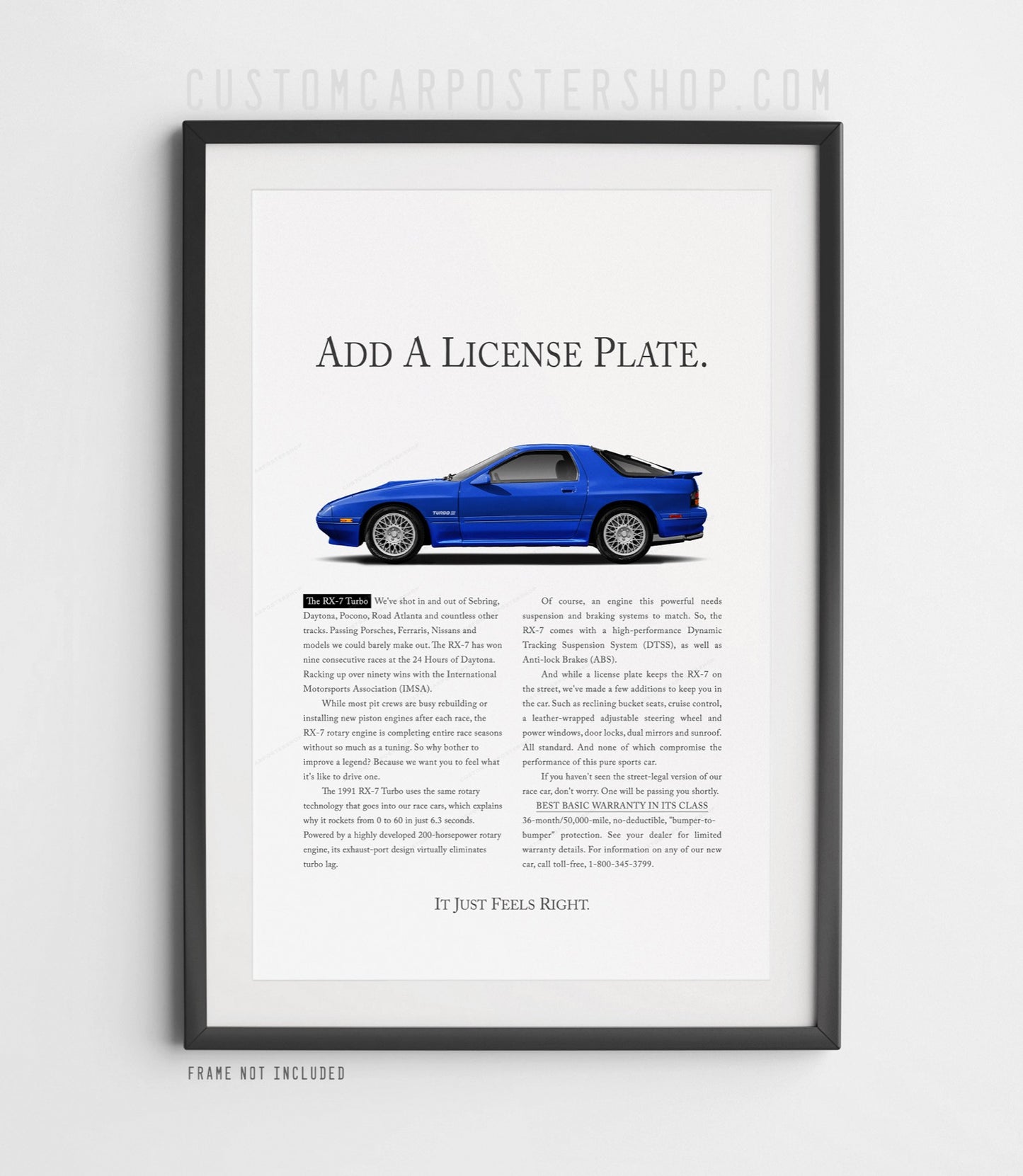 Mazda RX-7 (FC) Classic Remastered Print Ad - Add a License Plate