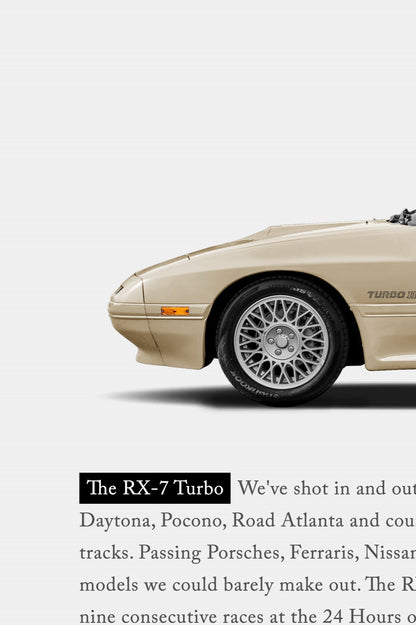 Mazda RX-7 (FC) Classic Remastered Print Ad - Add a License Plate