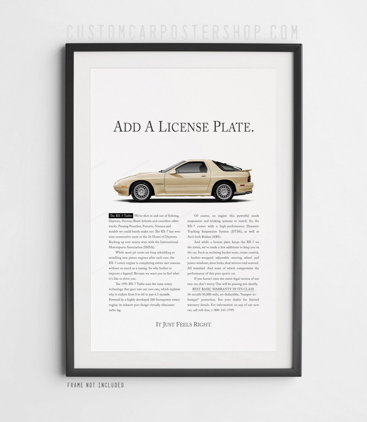Mazda RX-7 (FC) Classic Remastered Print Ad - Add a License Plate