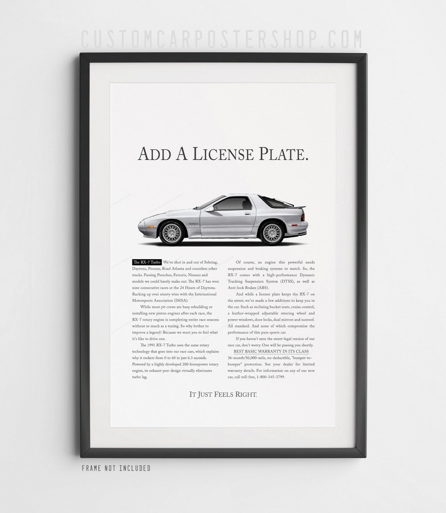 Mazda RX-7 (FC) Classic Remastered Print Ad - Add a License Plate