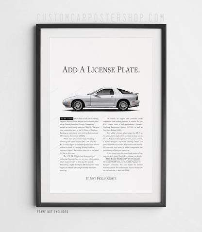 Mazda RX-7 (FC) Classic Remastered Print Ad - Add a License Plate