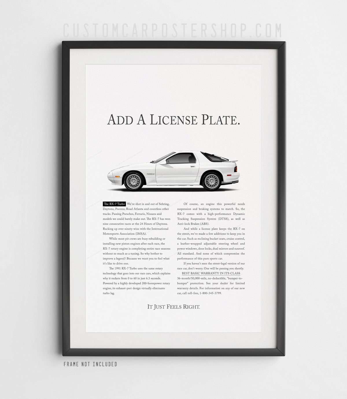 Mazda RX-7 (FC) Classic Remastered Print Ad - Add a License Plate