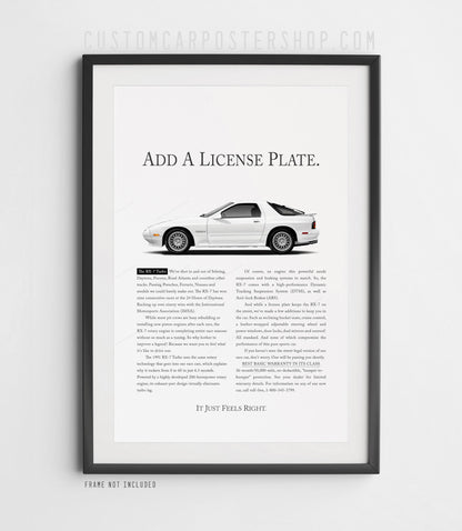 Mazda RX-7 (FC) Classic Remastered Print Ad - Add a License Plate