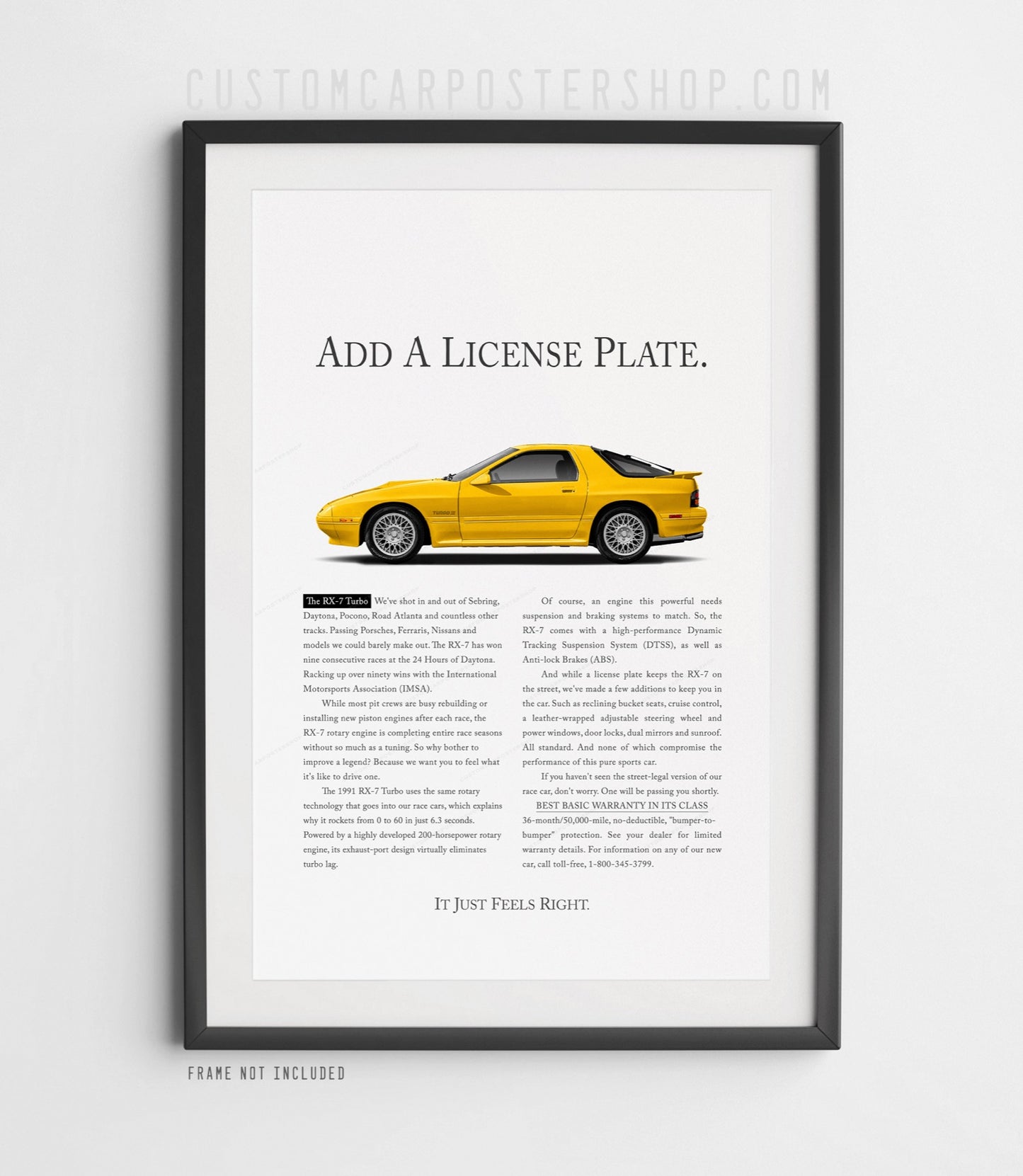 Mazda RX-7 (FC) Classic Remastered Print Ad - Add a License Plate