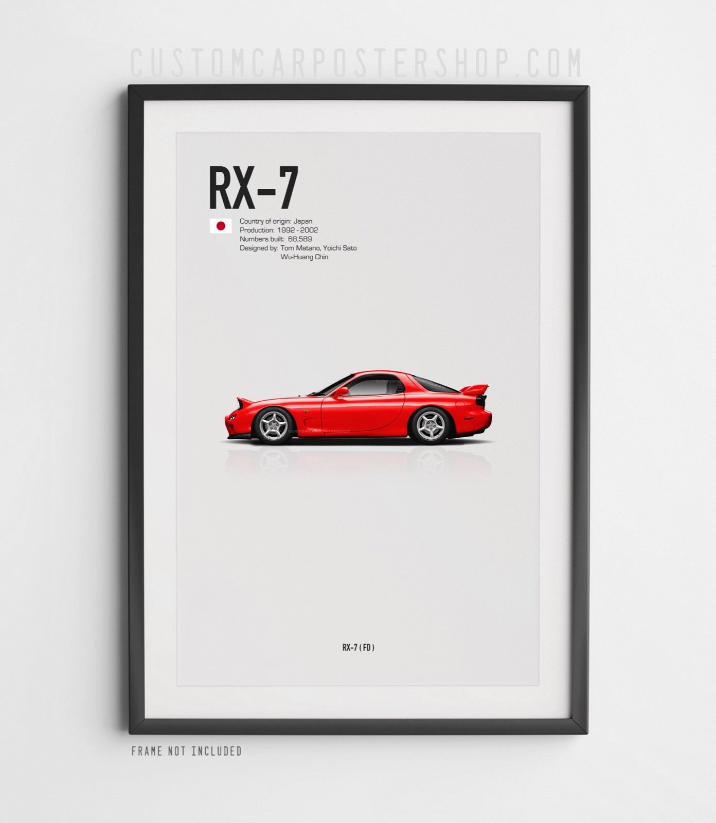 Red Mazda RX-7 (FD) Poster Framed Art