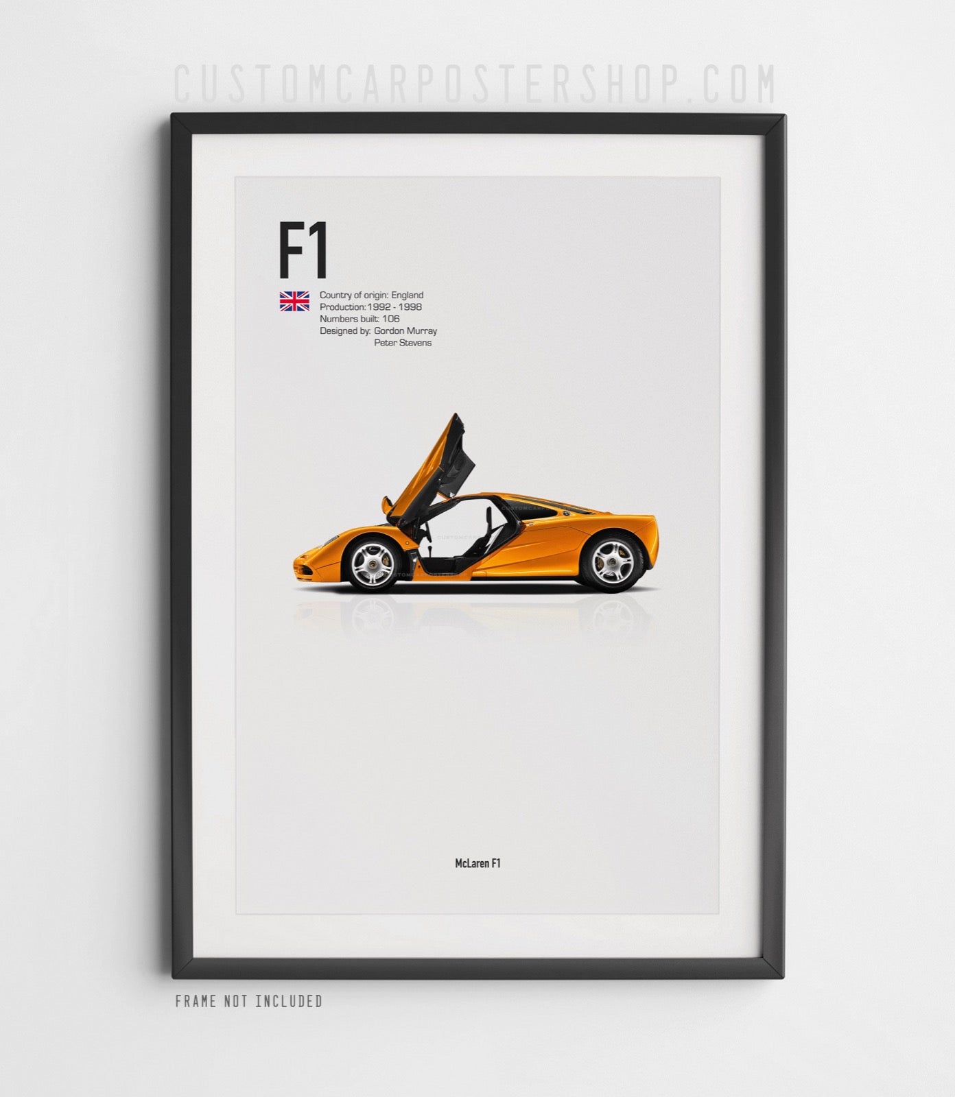 McLaren F1 Poster - Supercars Poster in a frame