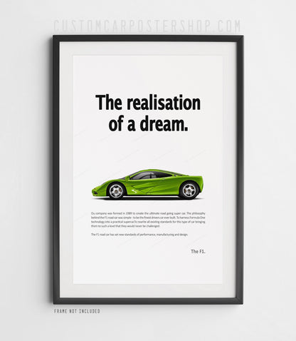 McLaren F1 Print Ad Poster - Realisation of a Dream