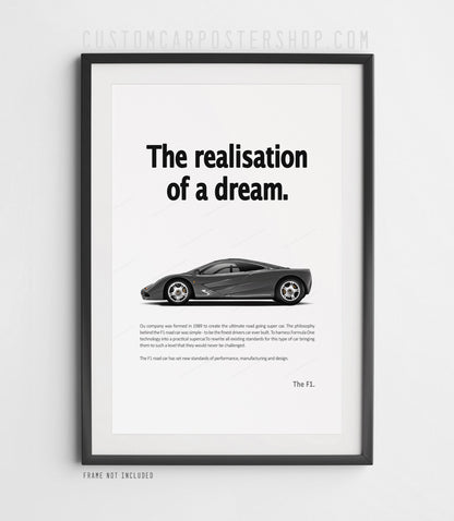 McLaren F1 Print Ad Poster - Realisation of a Dream