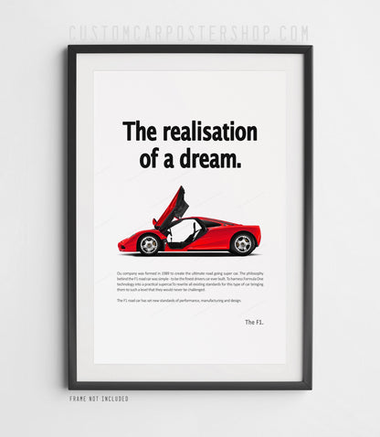 McLaren F1 Print Ad Poster - Realisation of a Dream