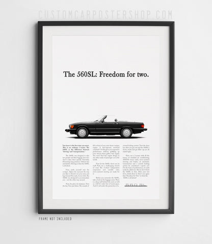 Mercedes-Benz 560SL Vintage Print Ad - Freedom for Two