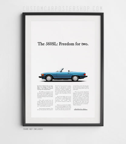 Mercedes-Benz 560SL Vintage Print Ad - Freedom for Two