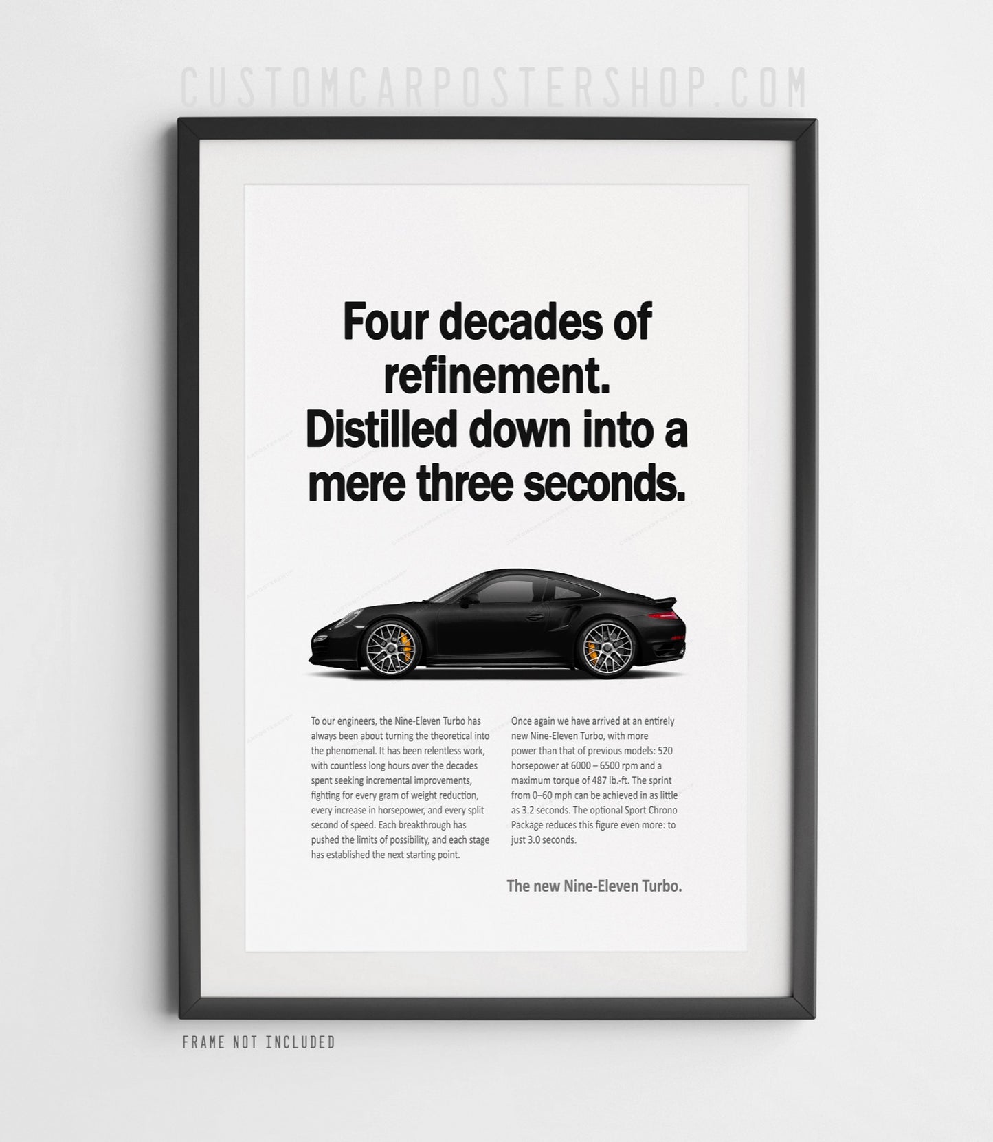 Porsche 911 Turbo (991.1) Print Ad Poster - Mere Three Seconds