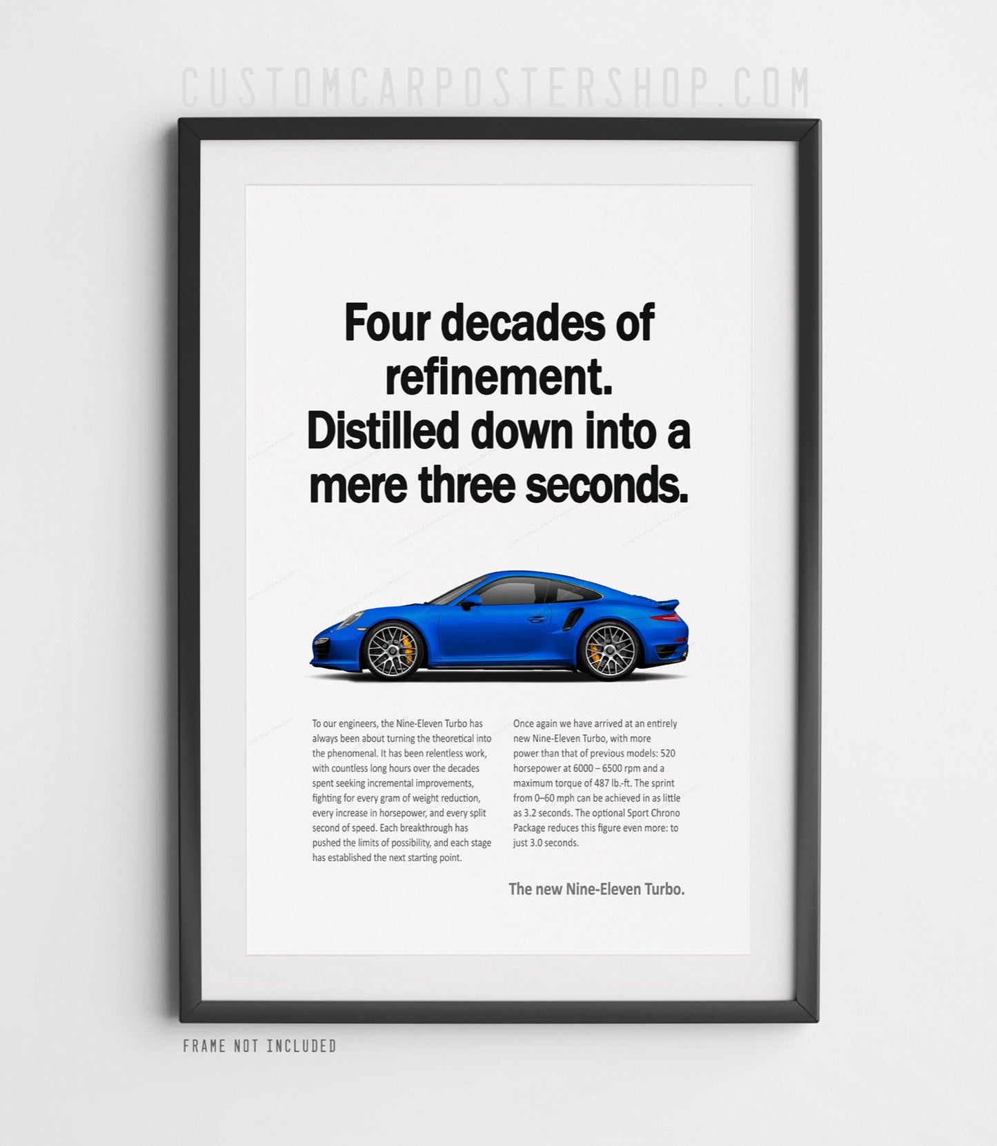 Porsche 911 Turbo (991.1) Print Ad Poster - Mere Three Seconds