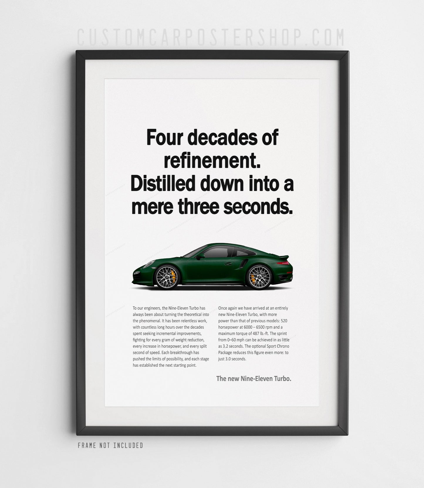 Porsche 911 Turbo (991.1) Print Ad Poster - Mere Three Seconds