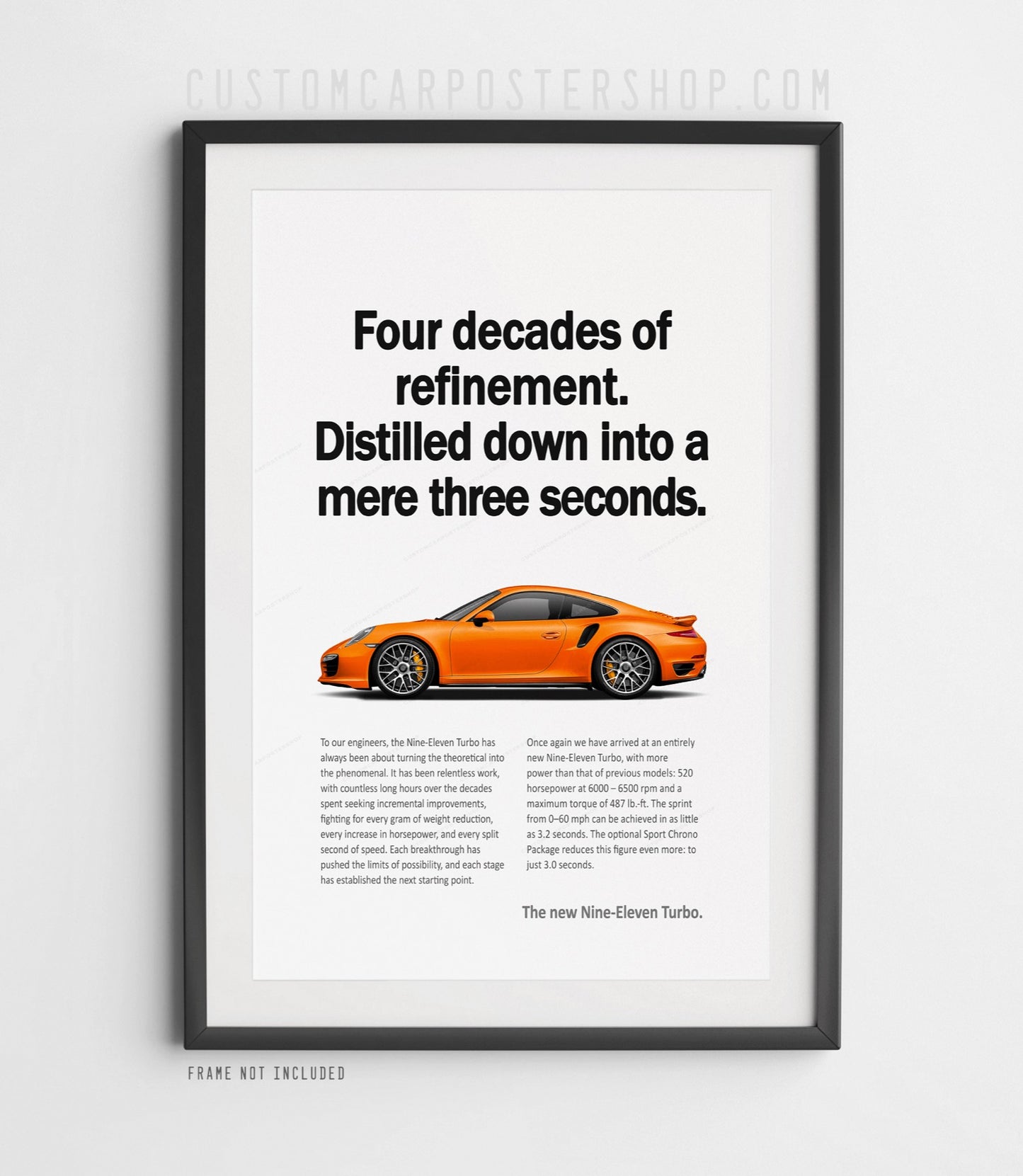 Porsche 911 Turbo (991.1) Print Ad Poster - Mere Three Seconds