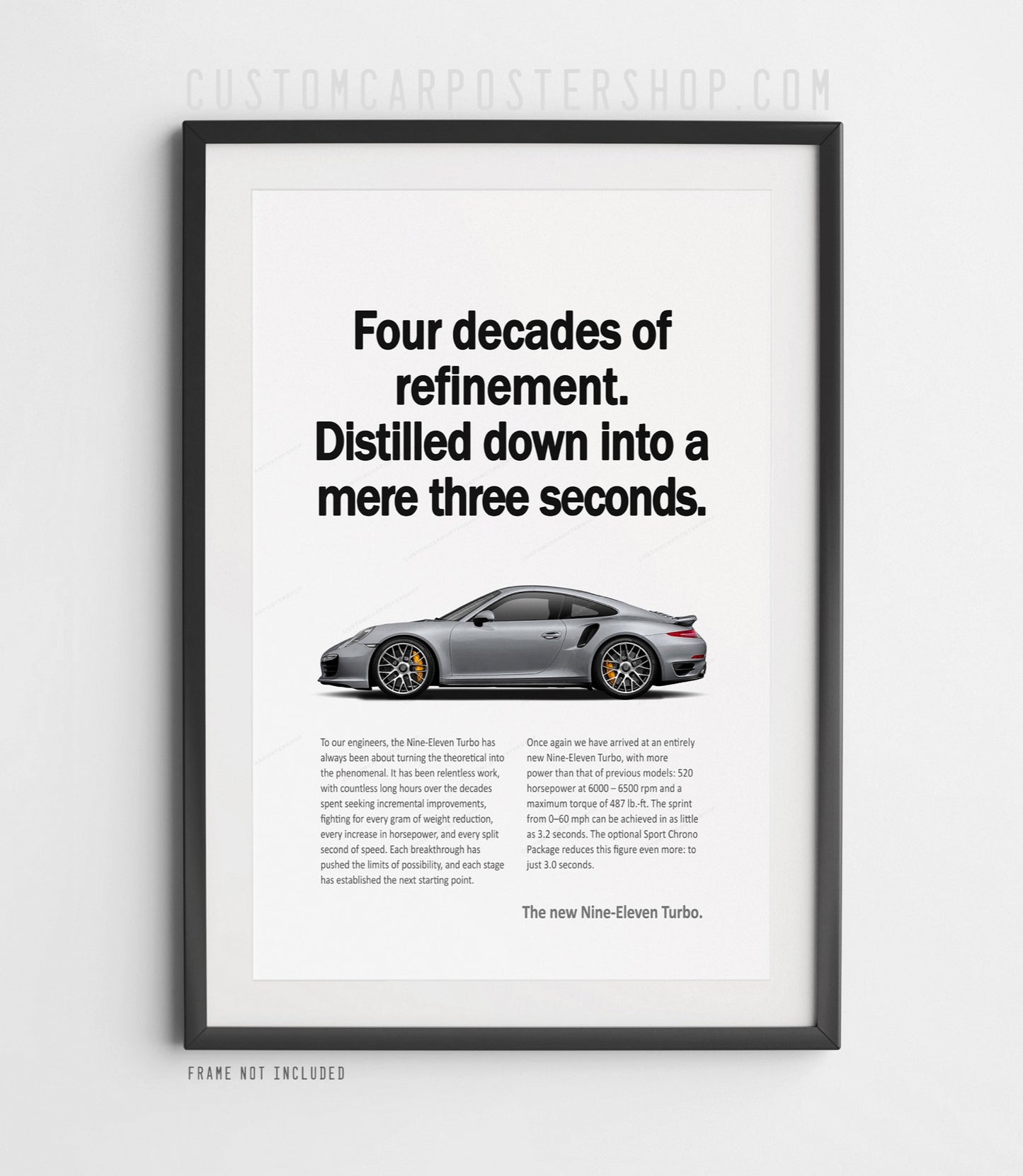 Porsche 911 Turbo (991.1) Print Ad Poster - Mere Three Seconds