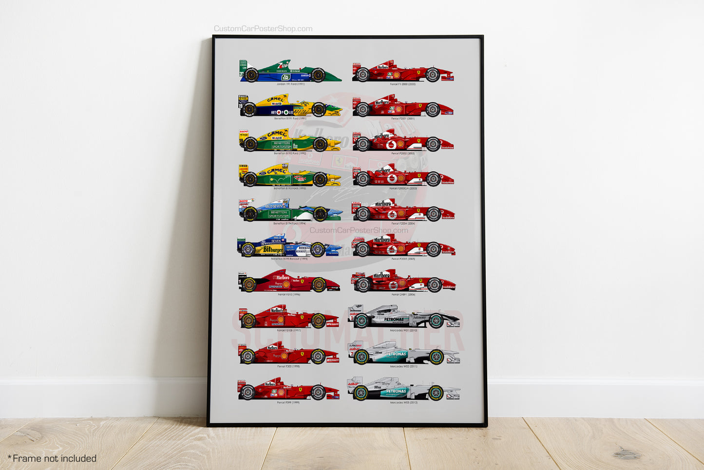 Michael Schumacher F1 Tribute Wall Art (Benetton, Ferrari, Mercedes, Jordan) - F1 Wall Art
