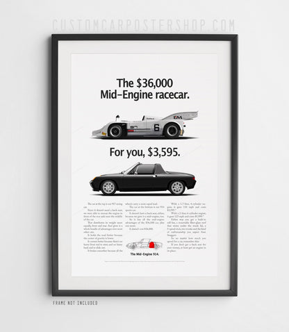 Porsche 914 Vintage Ad - Mid-Engine Racecar
