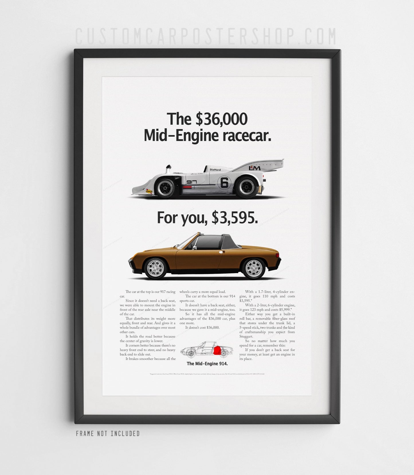Porsche 914 Vintage Ad - Mid-Engine Racecar