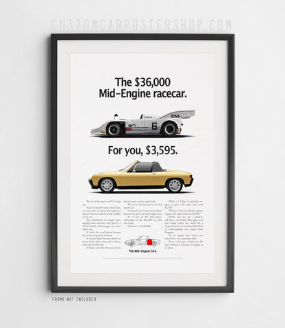Porsche 914 Vintage Ad - Mid-Engine Racecar