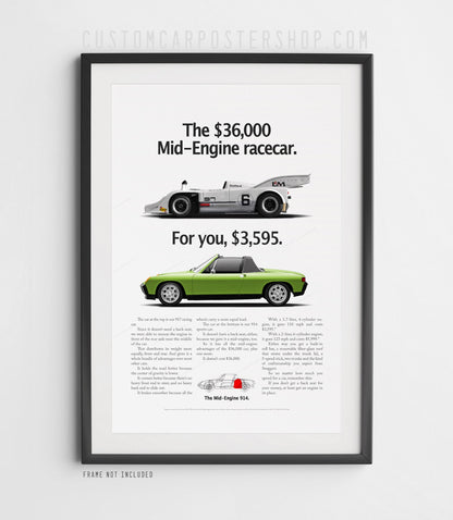 Porsche 914 Vintage Ad - Mid-Engine Racecar