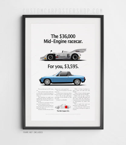 Porsche 914 Vintage Ad - Mid-Engine Racecar