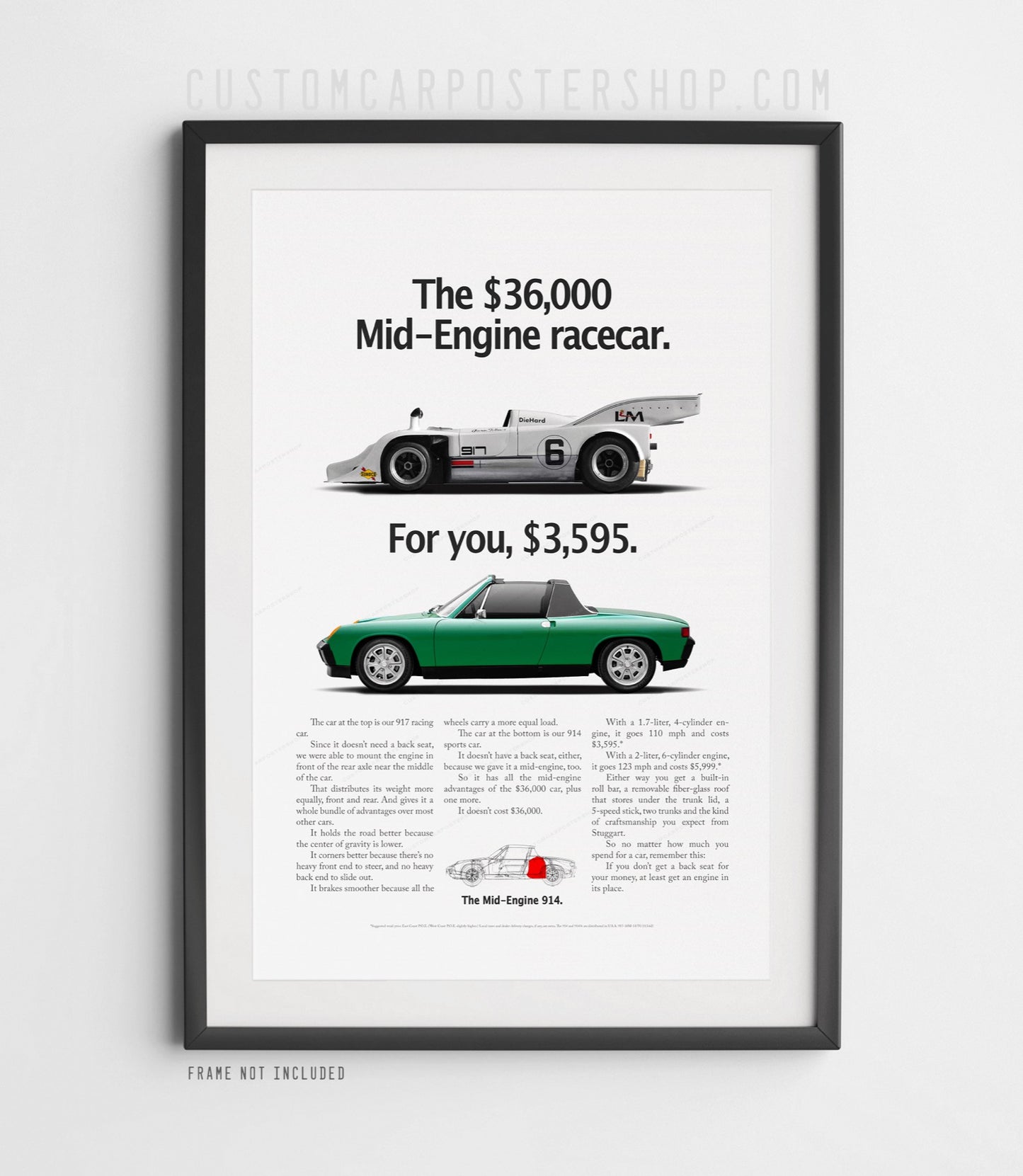 Porsche 914 Vintage Ad - Mid-Engine Racecar