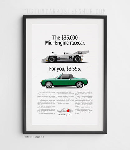 Porsche 914 Vintage Ad - Mid-Engine Racecar