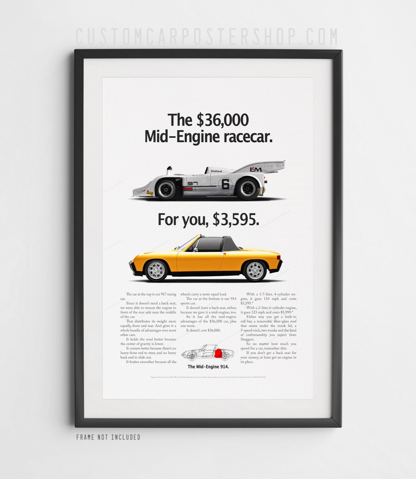 Porsche 914 Vintage Ad - Mid-Engine Racecar