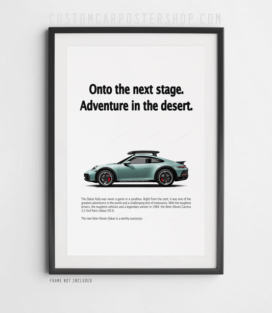 Porsche 911 Dakar Vintage Ad - Next Adventure Poster in a frame