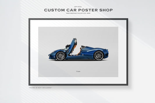Pagani Utopia Roadster Poster in Blue framed art