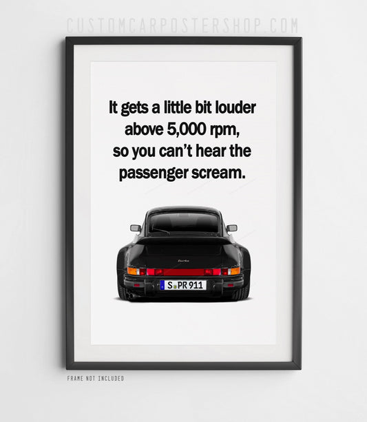 Screaming Passenger - Porsche 930 Turbo Vintage Ad Poster in a frame