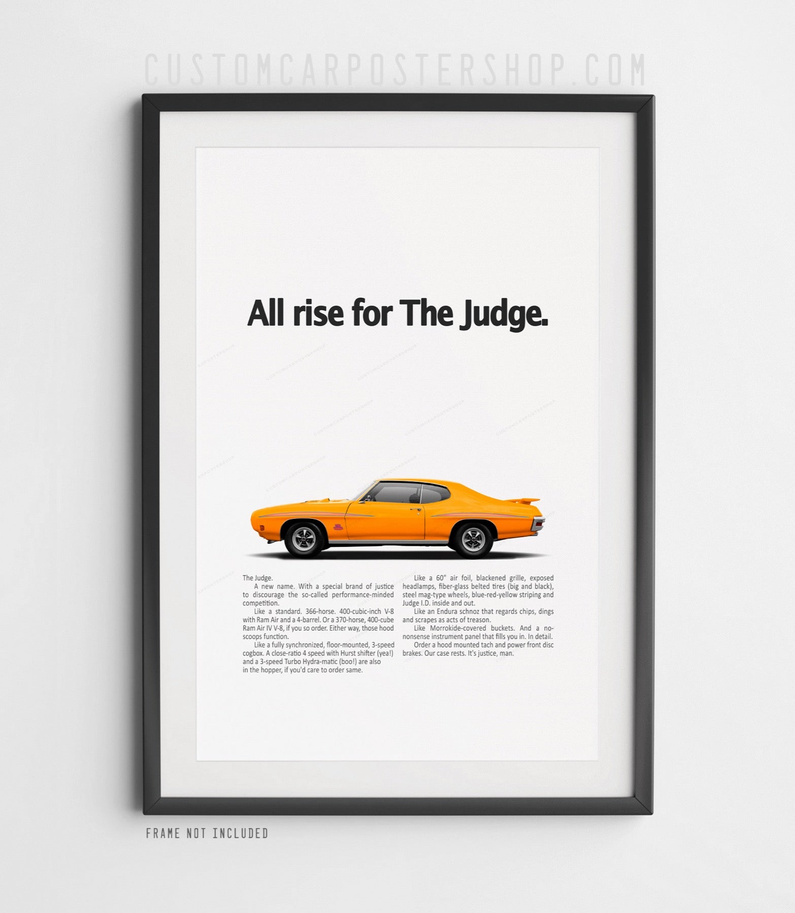 Pontiac GTO Judge Classic Car Poster – Remastered 1970 Orbit Orange Muscle Car Vintage Ad Wall Art for Garage, Man Cave, or Collector Decor