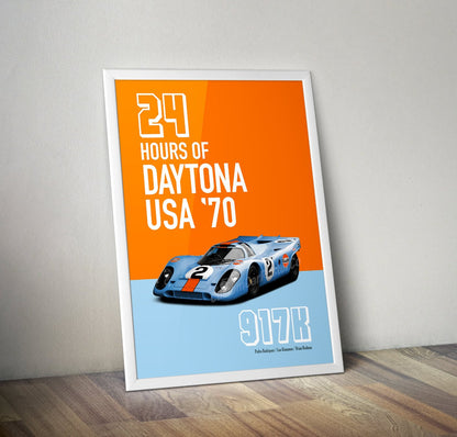 Porsche 917K 1970 Daytona 24 Gulf Tribute Poster