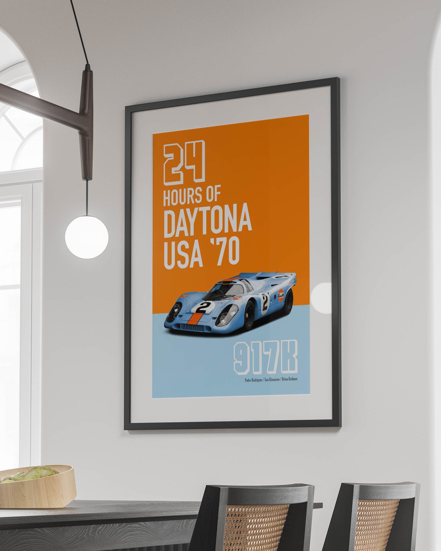 1970 Daytona 24 Gulf Porsche 917K Tribute Poster - Classic Car Poster