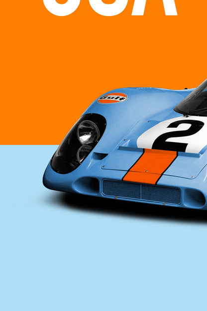 Porsche 917K 1970 Daytona 24 Gulf Tribute Poster