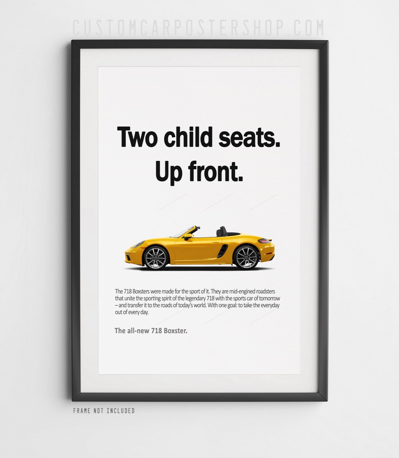 Porsche 718 Boxster Vintage Ad - Two Child Seats Poster in a frame