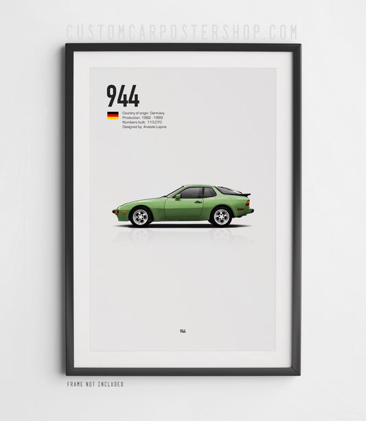 Green Porsche 944 Poster Framed Art