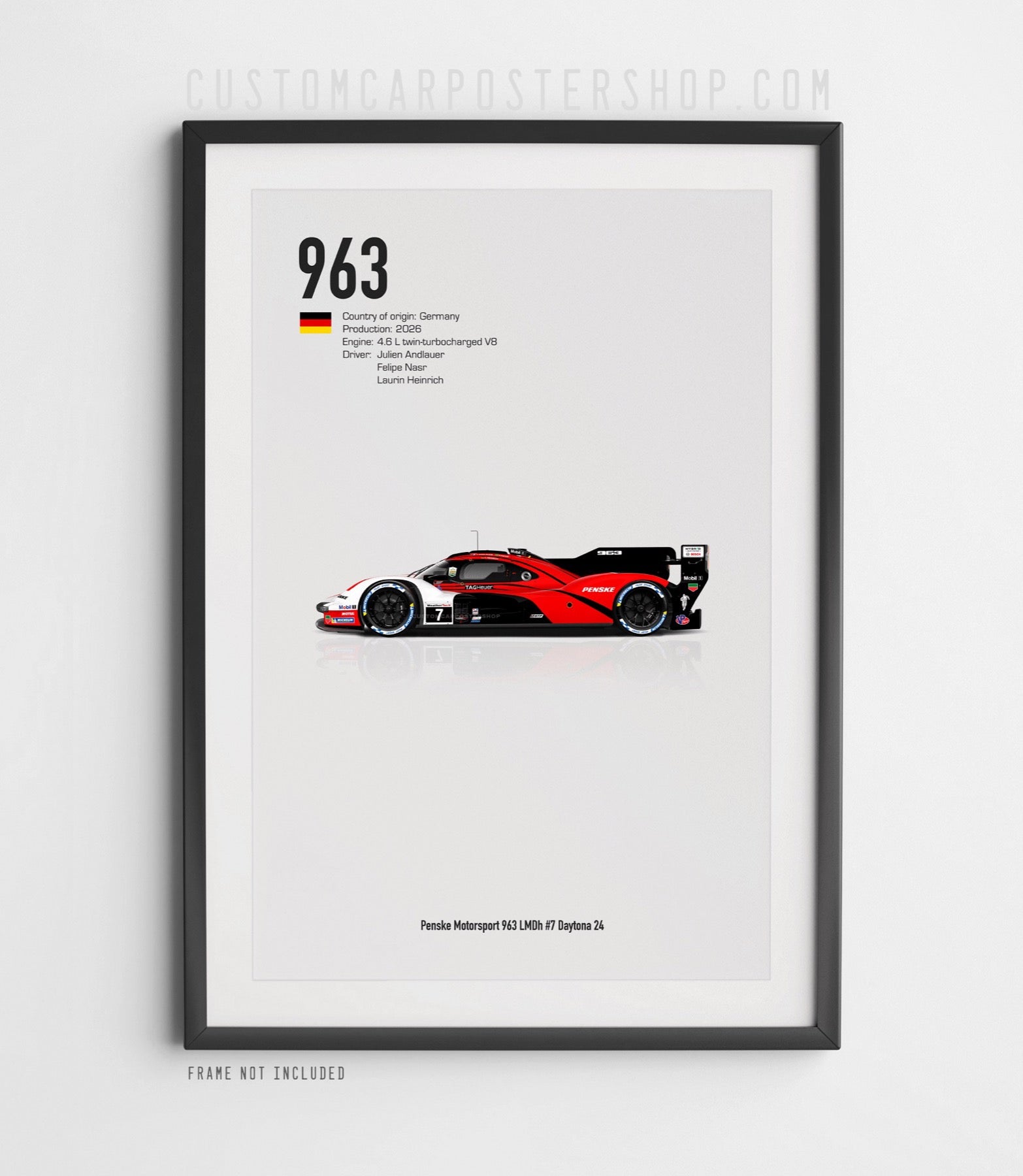 2026 Daytona 24-winning Penske Motorsport Porsche 963 LMDh Car 7 Poster Print