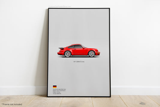 Porsche 911 964 Turbo Poster - Minimalistic Wall Art