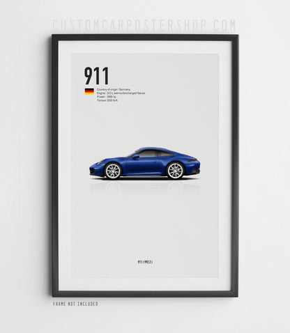 Porsche 992.2 911 Carrera Poster Print Framed