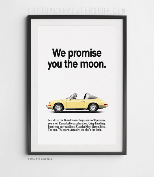 Moon Promise - Classic Porsche 911 Targa Vintage Ad Poster in a frame