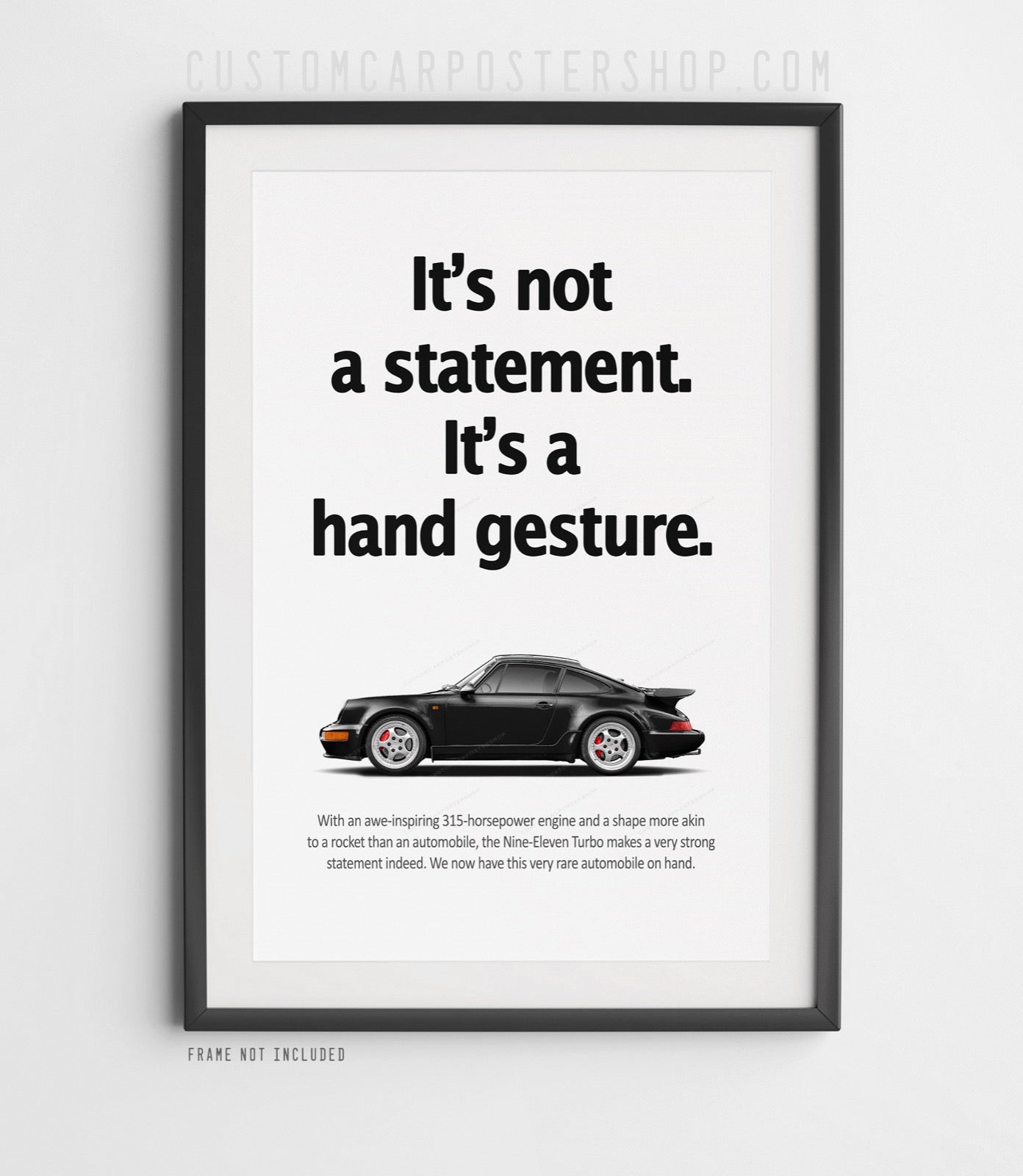 Porsche 964 Turbo Print Ad - Hand Gesture Poster Framed